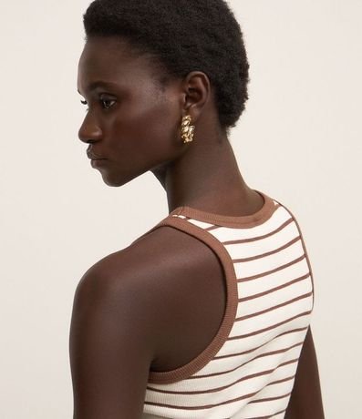 Musculosa en Rib Rayada con Bies Contrastante 4