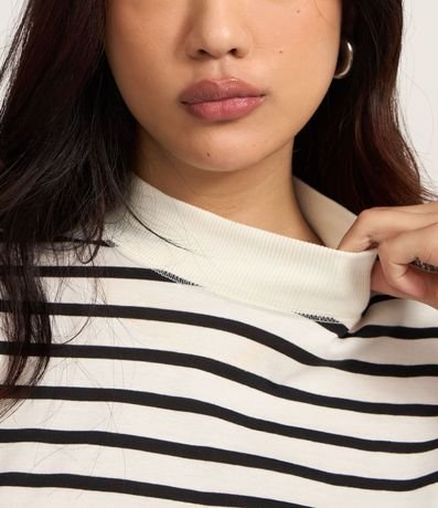 Remera en Algodón con Cuello Alto y Rayas 3