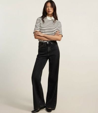 Remera en Algodón con Cuello Alto y Rayas 4