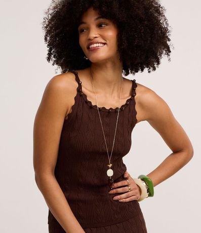 Blusa en Punto con Escote Canoa con Adornos