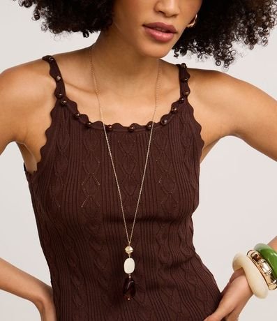 Blusa en Punto con Escote Canoa con Adornos 4