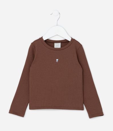 Blusa Infantil Acanalada con Bordado Tulipa - Talle 1 a 6 años