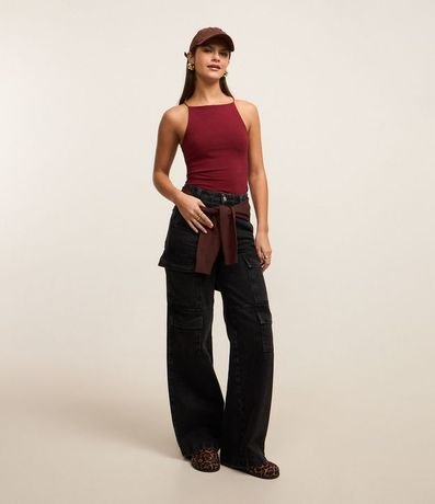 Blusa sin Manga con Escote Halter y Alça Elástico 2