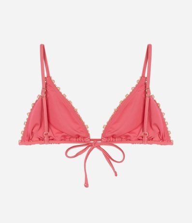 Bikini Top Triangular Fruncido en Microfibra Brillo con Adornos de Madera 6