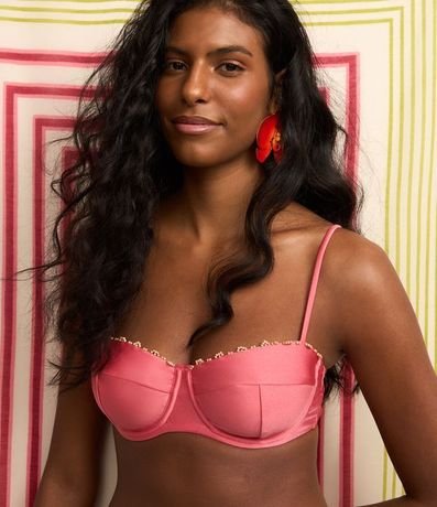 Bikini Top Media Taza en Microfibra Brillo con Adornos de Madera 4