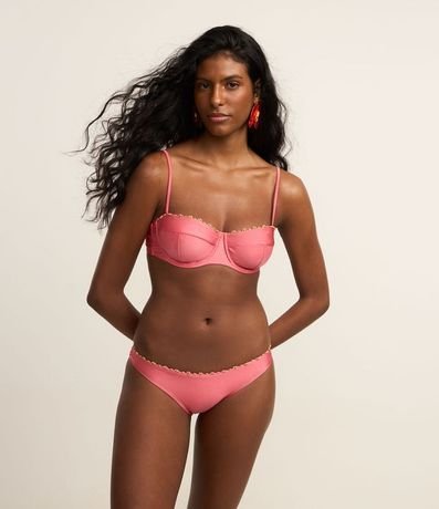 Bikini Top Media Taza en Microfibra Brillo con Adornos de Madera 2