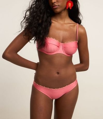 Bikini Bombacha Básica en Microfibra Brillo con Mini Adornos de Madera