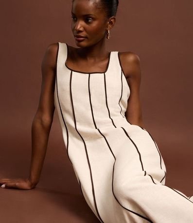 Vestido Evasê Largo en Viscolino con Bies Contrastante 7