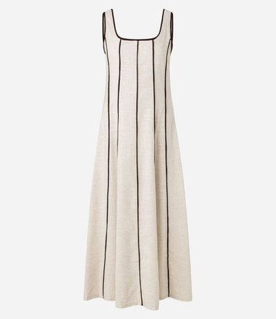 Vestido Evasê Largo en Viscolino con Bies Contrastante 8