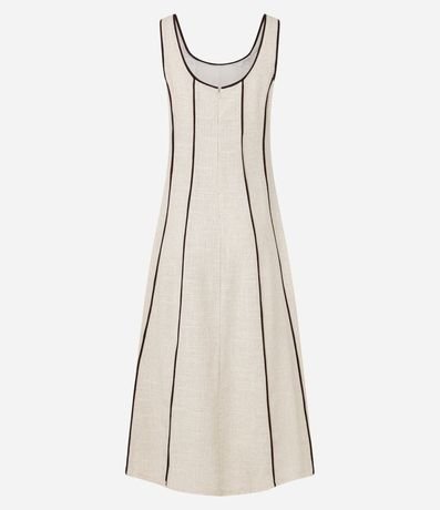 Vestido Evasê Largo en Viscolino con Bies Contrastante 9