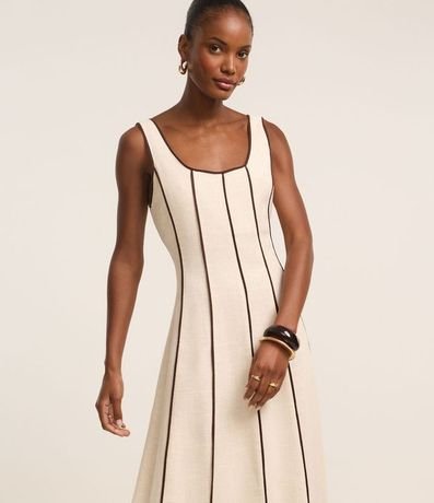 Vestido Evasê Largo en Viscolino con Bies Contrastante 2