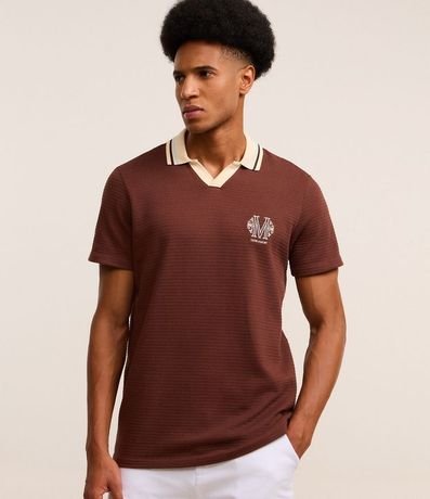 Camisa Polo en Algodón con Textura y Escudo Vintage 1