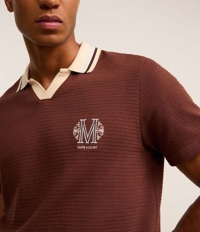 Camisa Polo en Algodón con Textura y Escudo Vintage 3