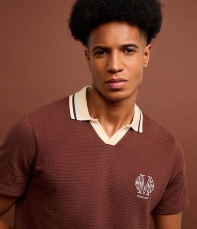 Camisa Polo en Algodón con Textura y Escudo Vintage 4