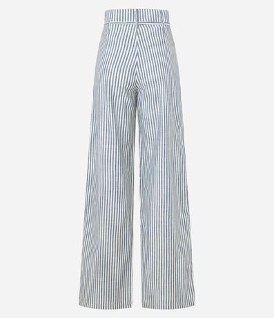 Pantalón Wide Leg en Sarga con Rayas y Cinturón Fino 6