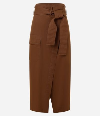 Pollera Sobre en Sarga con Cinturón y Bolsillo Cargo 5