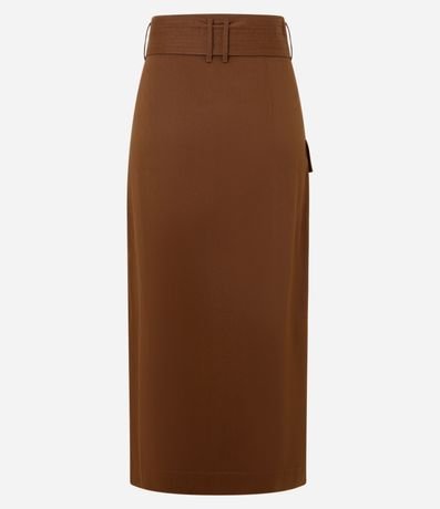 Pollera Sobre en Sarga con Cinturón y Bolsillo Cargo 6