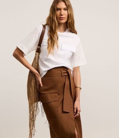 Pollera Sobre en Sarga con Cinturón y Bolsillo Cargo 2