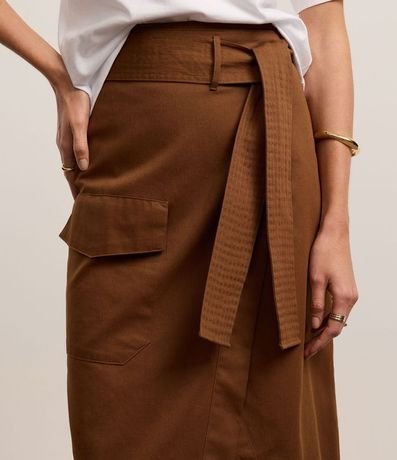 Pollera Sobre en Sarga con Cinturón y Bolsillo Cargo 4