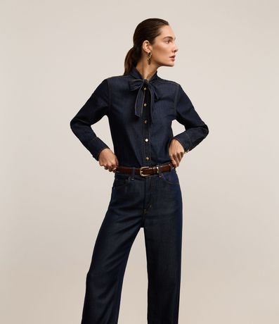 Pantalón Recto en Jeans Raw con Cintura Alta 2