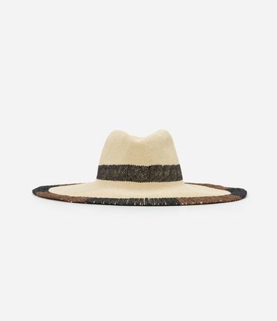 Sombrero de Playa en Paja con Asa Grande y Pespontos en la Bajo 3