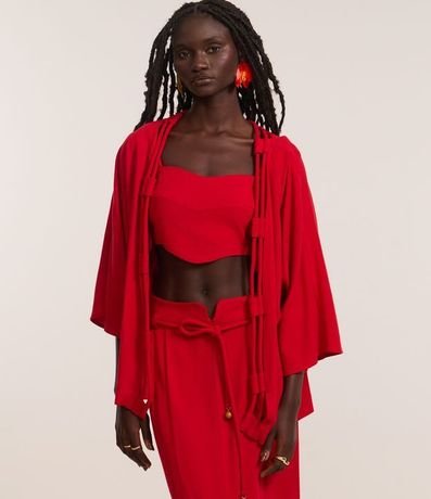 Kimono Alargado en Viscolino con Cuerdas Dobles 1