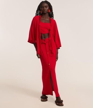 Kimono Alargado en Viscolino con Cuerdas Dobles 2