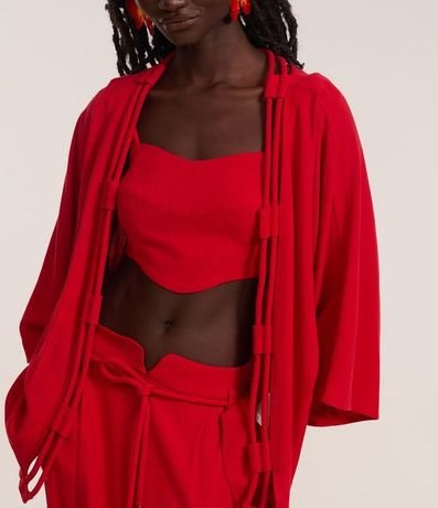 Kimono Alargado en Viscolino con Cuerdas Dobles 3