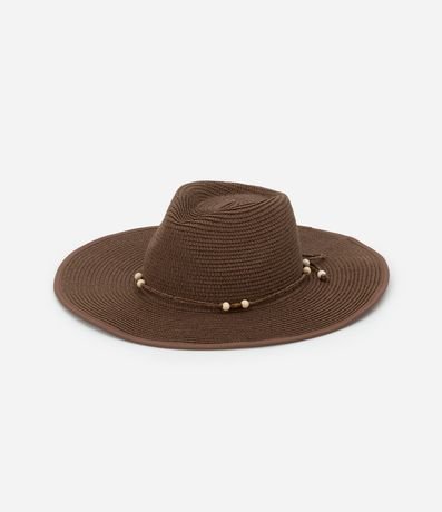 Sombrero de Playa en Paja de Papel con Asa Mediana y Abalorios de Madera 2
