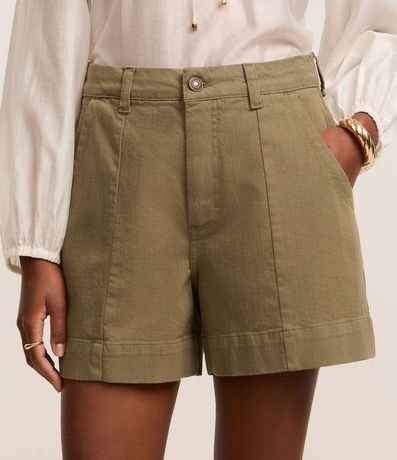 Short Regular en Sarga con Pespunte Contrastante y Bolsillo Cuchillo 3
