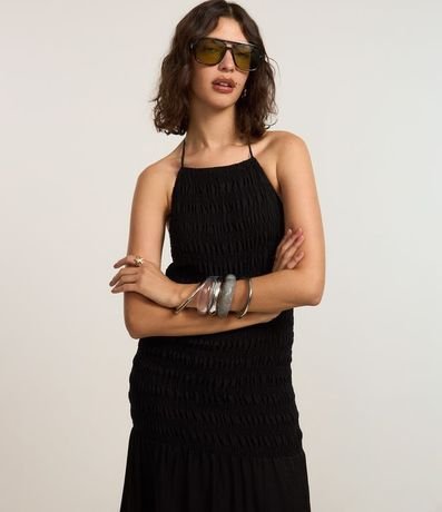 Vestido New Midi en Lastex con Cuello Halter y Volado 5