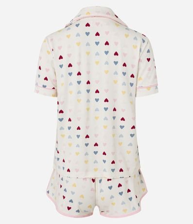Pijama Americano Corto en Viscosa con Estampa de Corazones 5
