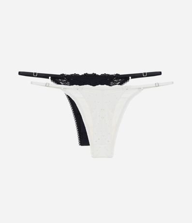 Kit 02 Bombachas Colaless Hilo Doble con Textura Perforada y Detalle de Encaje 2