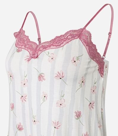 Pijama Short Doll en Viscosa con Estampa Rayada y Floral 4