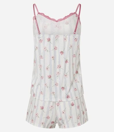 Pijama Short Doll en Viscosa con Estampa Rayada y Floral 5