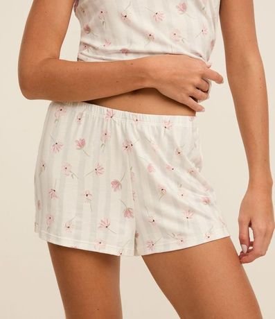 Pijama Short Doll en Viscosa con Estampa Rayada y Floral 2