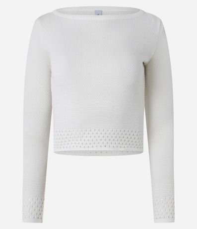 Blusa Corta en Punto con Escote Canoa