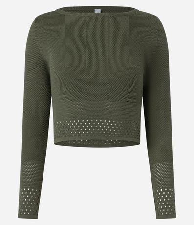 Blusa Corta en Punto con Escote Canoa