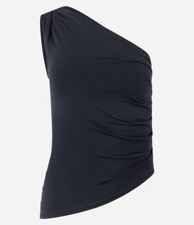 Blusa Hombro Único en Jersey con Bajo Asimétrico y Franzidos 4