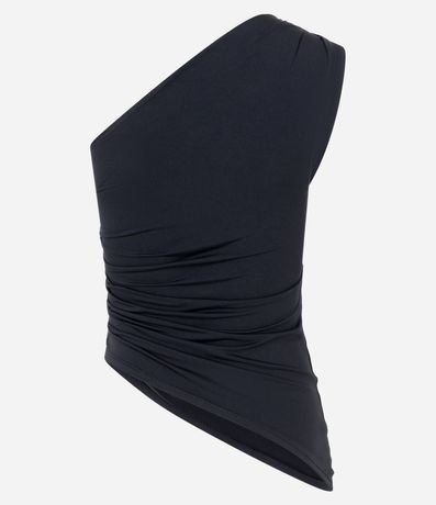 Blusa Hombro Único en Jersey con Bajo Asimétrico y Franzidos 5