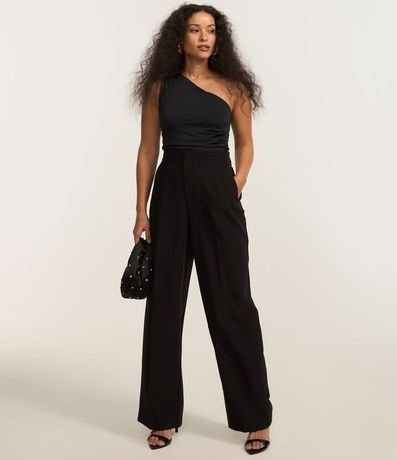 Blusa Hombro Único en Jersey con Bajo Asimétrico y Franzidos 2