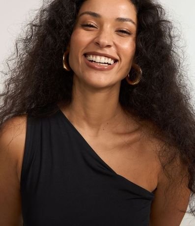 Blusa Hombro Único en Jersey con Bajo Asimétrico y Franzidos 3