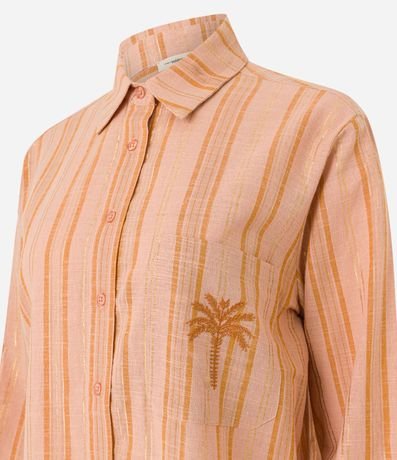 Camisa Rayada en Tricolina con Palmeras Bordado en el Bolsillo 7