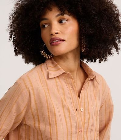 Camisa Rayada en Tricolina con Palmeras Bordado en el Bolsillo 3