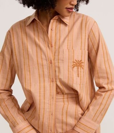 Camisa Rayada en Tricolina con Palmeras Bordado en el Bolsillo 4