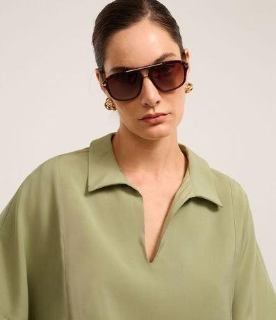 Blusa en Viscosa con Recorte y Manga Ampla 4