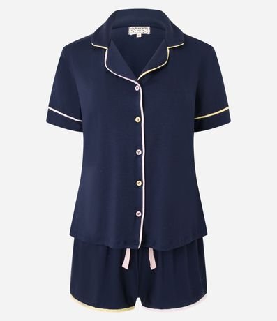 Pijama Americano Short Doll con Detalles Contrastantes 5