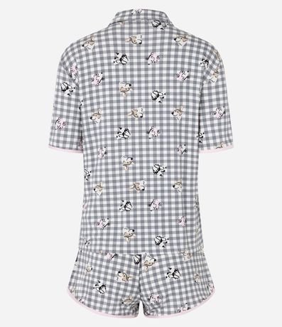 Pijama Short Doll Americano en Viscosa con Estampa de Cuadros Vichy y Perritos 6
