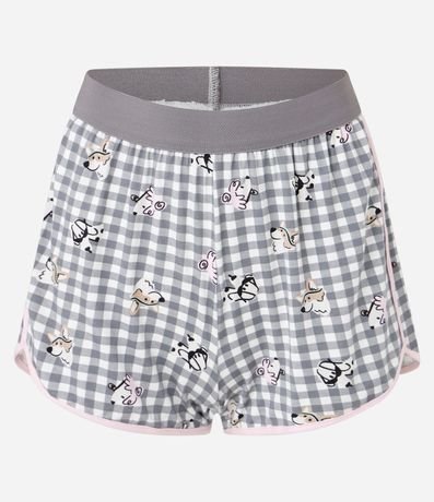 Pijama Short Doll Americano en Viscosa con Estampa de Cuadros Vichy y Perritos 7