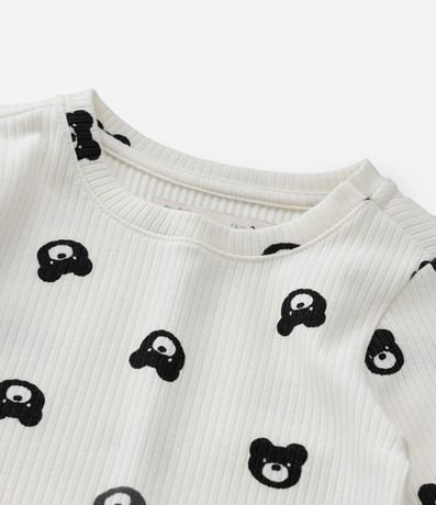 Blusa Infantil Acanalada con Estampa Oso - Talle 1 a 6  Anos 4